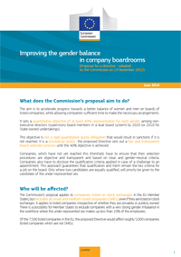 Factsheet June 2014: Improving the gender balance in company boardroom