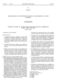 Pacto Europeu para a Igualdade entre Homens e Mulheres (2011-2020), aprovado a 7 de março de 2011