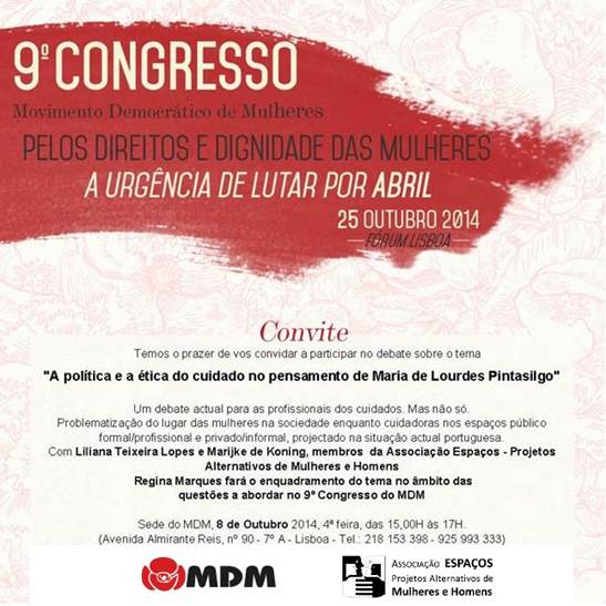 Debate: «A política e a ética do cuidado no pensamento de Maria de Lourdes Pintasilgo» (8 out., Lisboa)