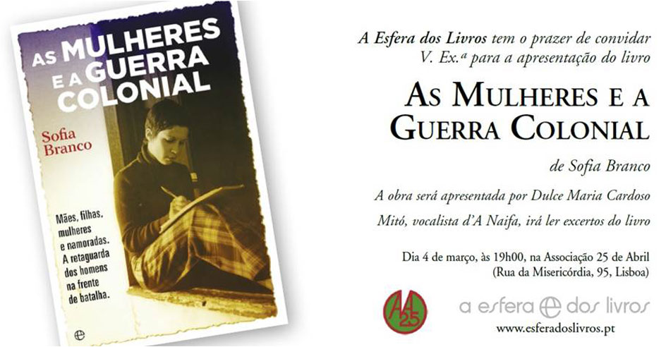 Apresentação do Livro «As Mulheres e a Guerra Colonial» (4 mar., Lisboa)