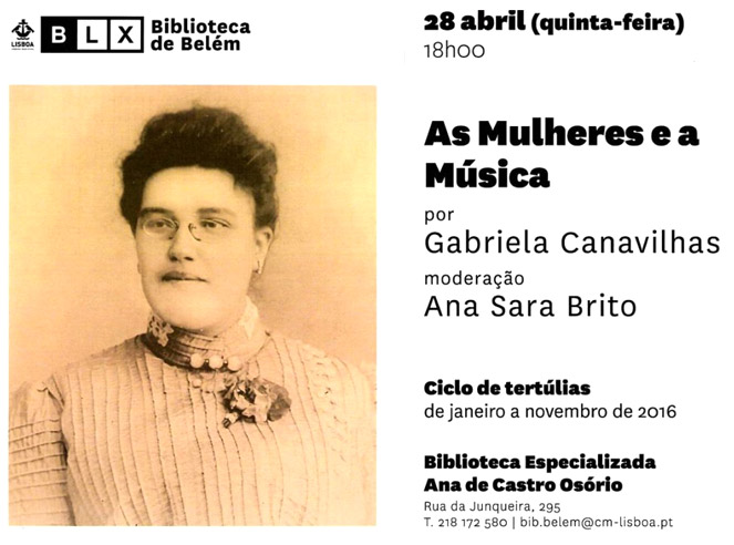 Tertúlia «As Mulheres e a Música» (28 abr., Lisboa)