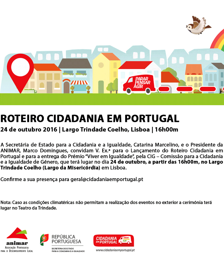 Lançamento do Roteiro Cidadania em Portugal e Entrega do Prémio «Viver em Igualdade» (24 out., 2016)