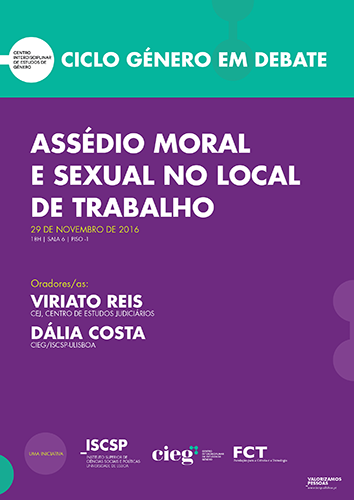 Sessão sobre «Assédio Moral e Sexual no Local de Trabalho» (29 nov., Lisboa)
