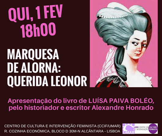 Apresentação do livro “Marquesa de Alorna. Querida Leonor” (1 fev., Lisboa)