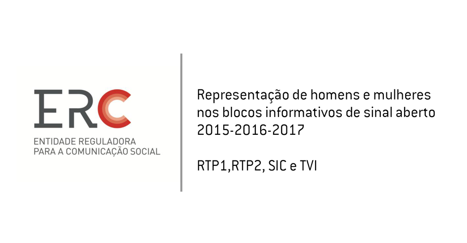 Relatório ERC da representação de mulheres e homens nos blocos informativos