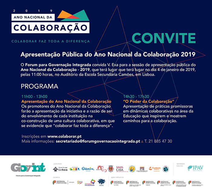 Lançamento de 2019 – Ano Nacional da Colaboração