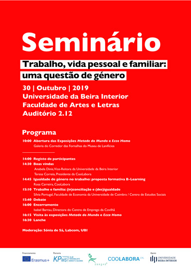 Seminário «Trabalho, vida familiar e pessoal: uma questão de género» - 30 outubro, na UBI