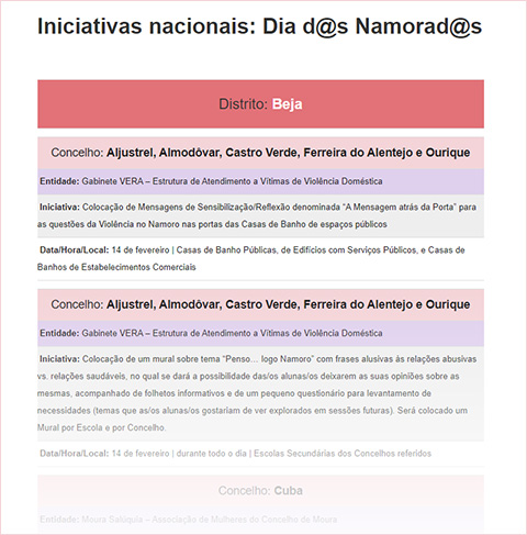 Iniciativas nacionais – Dia d@s Namorad@s