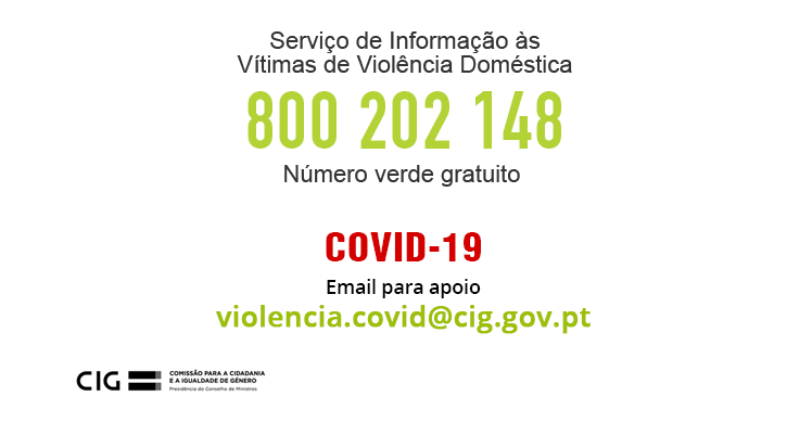 Covid-19 - Novo email para apoio na área da violência doméstica - CIG