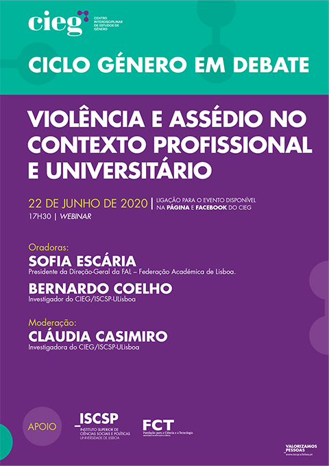 Webinar “Violência e Assédio no Contexto Profissional e Universitário”, 22 junho, 17h30