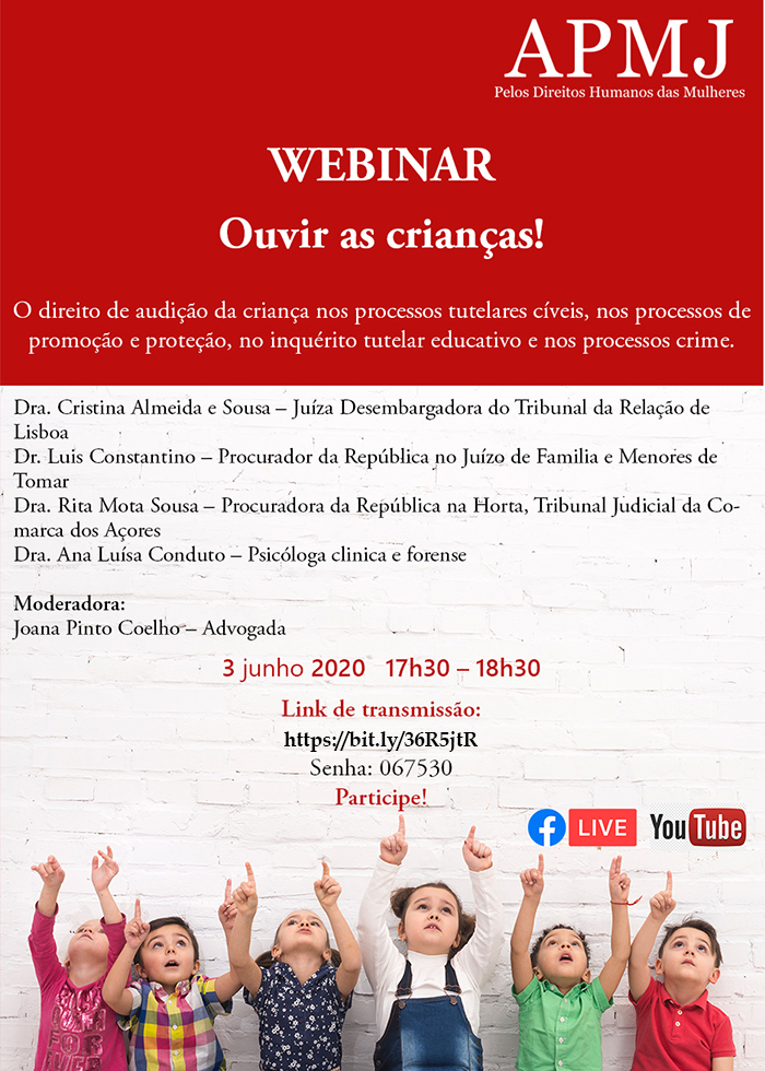 Webinar - “Ouvir as Crianças”, 3 de junho, 17h00