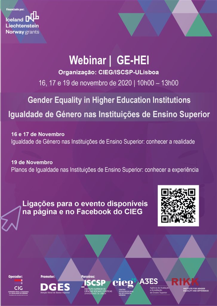 Webinar: GE-HEI – Igualdade de Género nas Instituições de Ensino Superior
