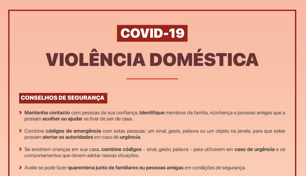 Covid-19 | Violência Doméstica | Conselhos de segurança e números de apoio