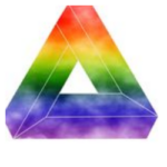 triângulo colorido com as cores do arco-iris
