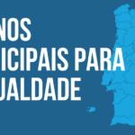 Mapa de Portugal sob texto Planos Municipais para a igualdade