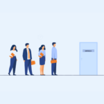 ilustração de pessoas na fila para entrevista de emprego