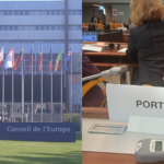Imagem da fachada do Conselho da Europa e do plenário