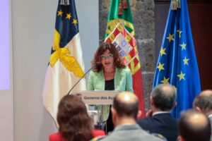 Fotografia da intervenção da presidente da CIG, Sandra Ribeiro