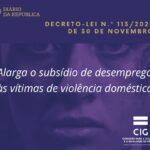 Logos Diário da Républica e CIG. Imagem de mulher com sinais de violência da face