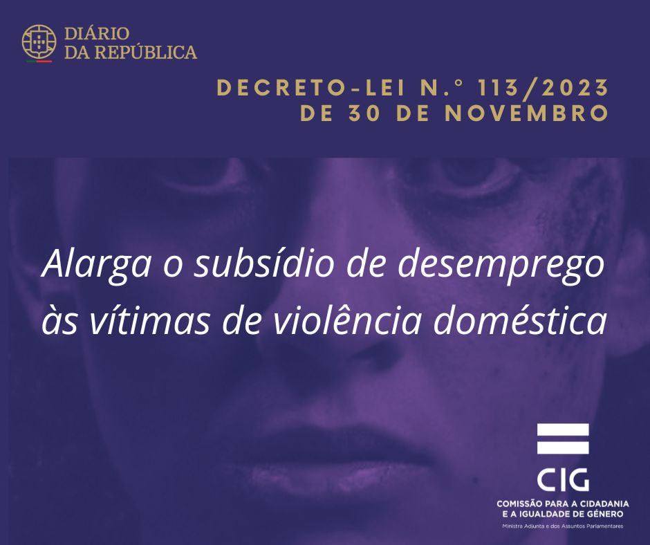 Logos Diário da Républica e CIG. Imagem de mulher com sinais de violência da face