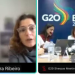 Imagem da reunião on-line com a presidente da CIG e o Grupo de Trabalho do G20