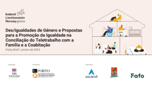 Imagem com o título do projeto, os logos das entidades envolvidas e o recorte de uma casa com representações de pessoas em teletrabalho e em lazer