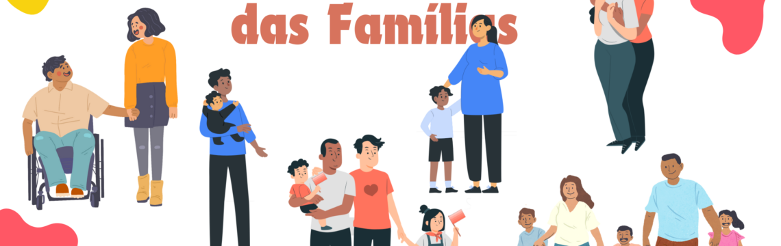 Dia internacional das familias. 15 de maio. logótipo cig. vários casaiscom e sem crianças