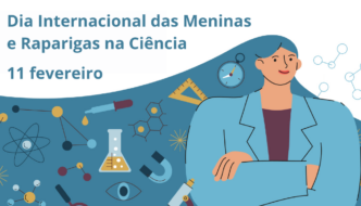 rapariga de braço cruzados e olhar confiante. o seu cabelo descobre equipamentos associados à ciência.